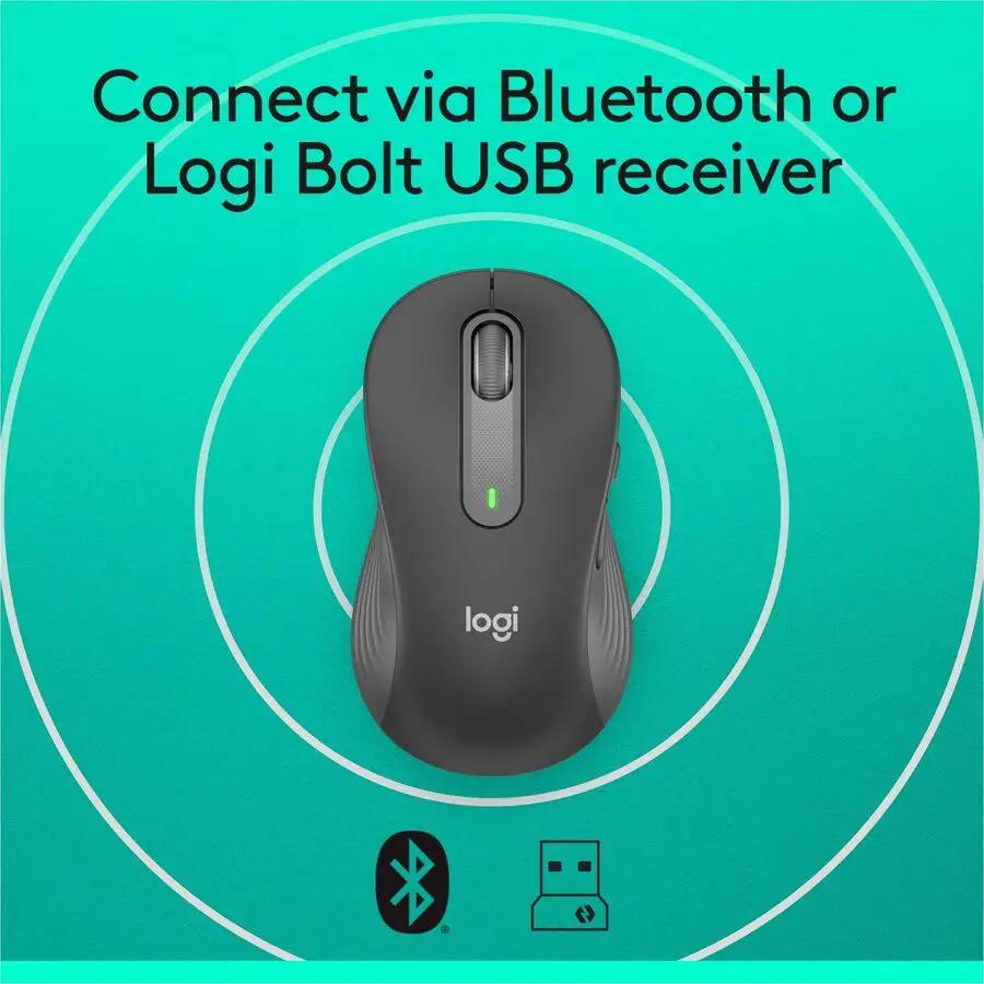 Logitech Signature M650 L Full Size Wireless Mouse (Left-Handed) - For Large Sized Hands, 2-Year Battery, Silent Clicks, Customizable Side Buttons, Bluetooth, for PC/Mac/Multi-Device/Chromebook