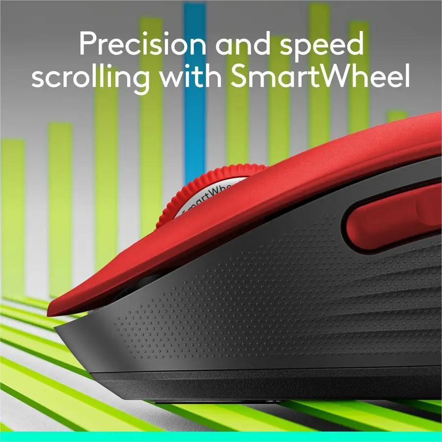 Logitech Signature M650 L Full Size Wireless Mouse - For Large Sized Hands, 2-Year Battery, Silent Clicks, Bluetooth, Red