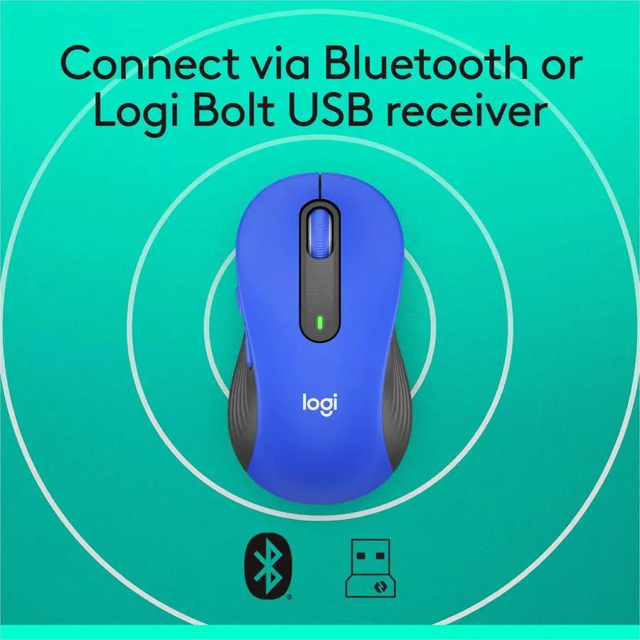Logitech Signature M650 L Full Size Wireless Mouse - For Large Sized Hands, 2-Year Battery, Silent Clicks, Blue