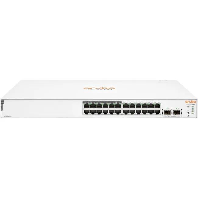 HPE Aruba Instant On 1830 24-port Gigabit PoE SFP managed switch, white with 2 SFP uplinks