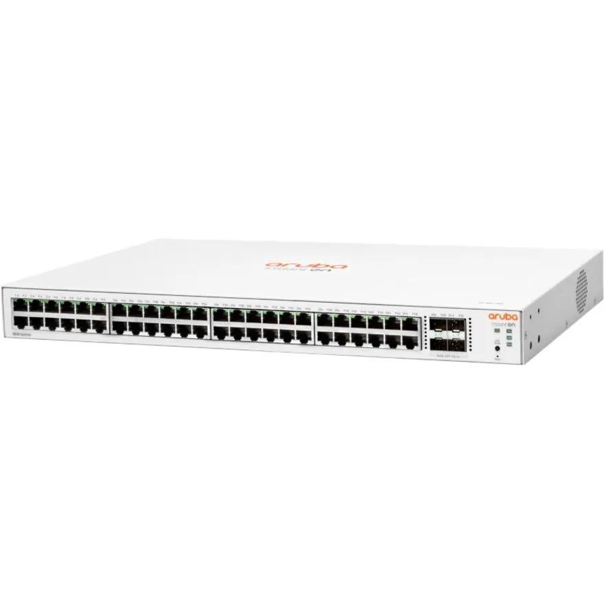 HPE Aruba Instant On 1830 48-port Gigabit switch with 4 SFP ports, white chassis