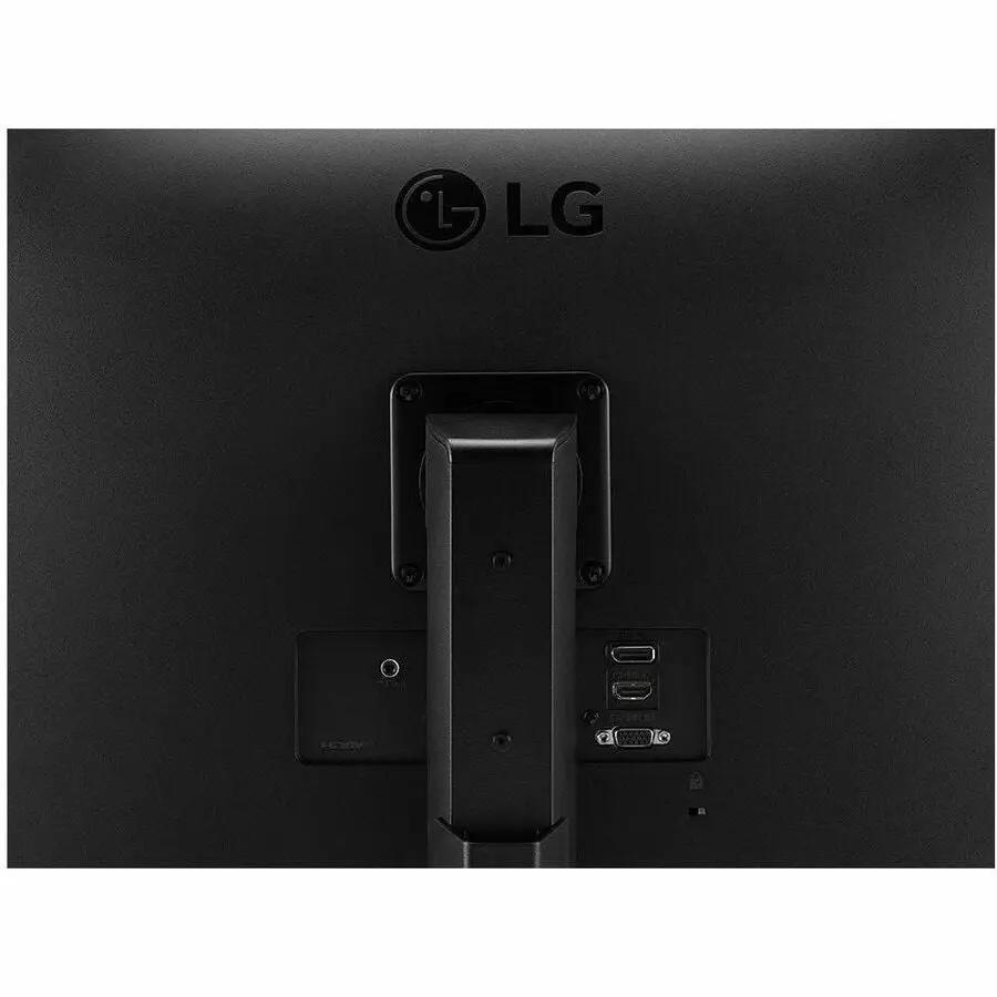 LG BP 24BP450Y 24-inch IPS monitor, black; rear view with stand and port panel