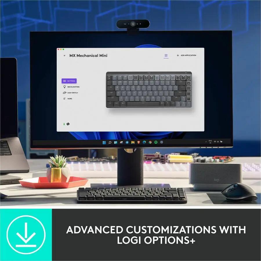 Logitech MX Mechanical Mini Minimalist Wireless Illuminated Keyboard, Linear Switches, Bluetooth, Graphite
