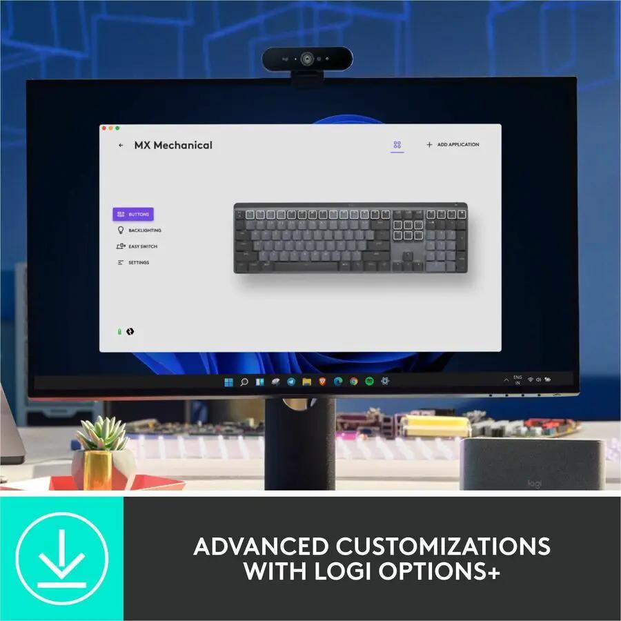 Logitech MX Mechanical Wireless Illuminated Performance Keyboard, Clicky Switches, Backlit Keys, Bluetooth