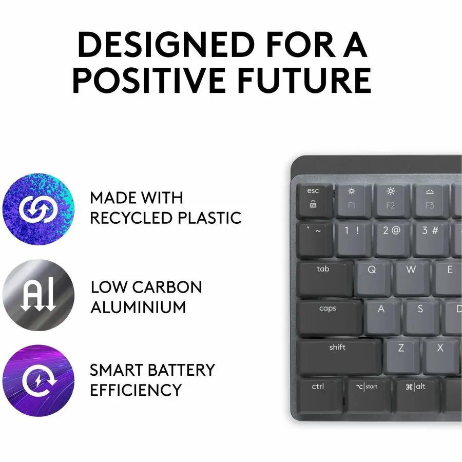 Logitech MX Mechanical Wireless Illuminated Performance Keyboard, Clicky Switches, Backlit Keys, Bluetooth