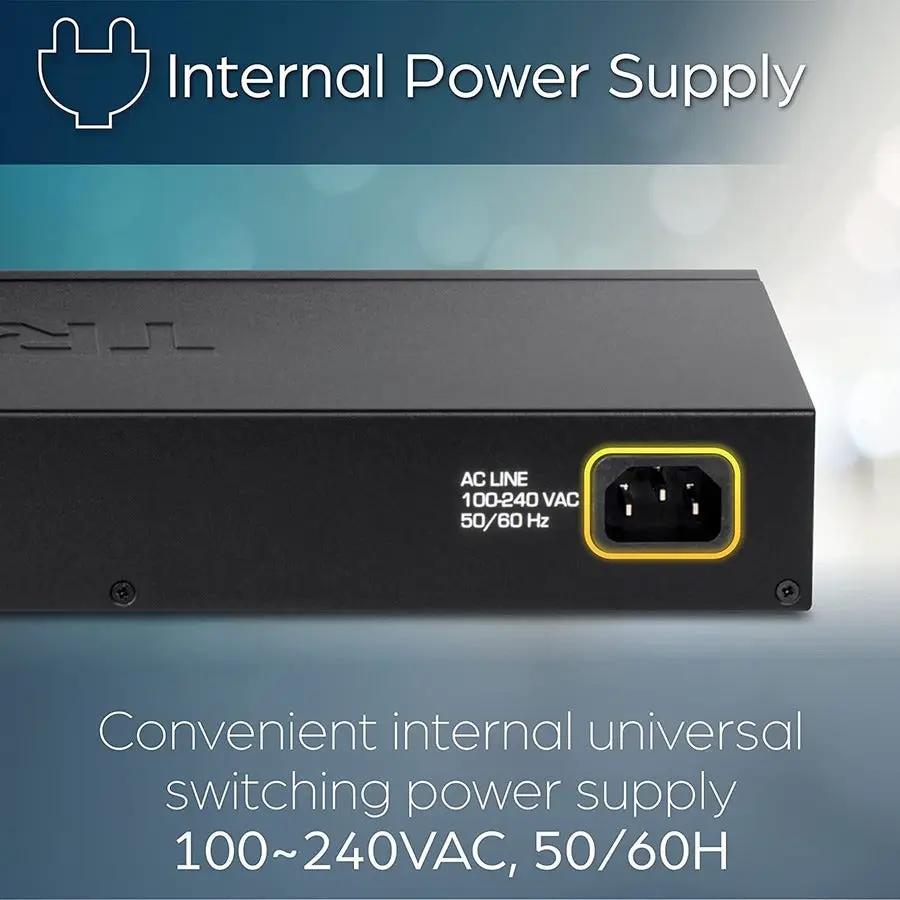 TRENDnet TEG-S17 16-Port Gigabit Unmanaged Switch, black metal enclosure with internal power supply