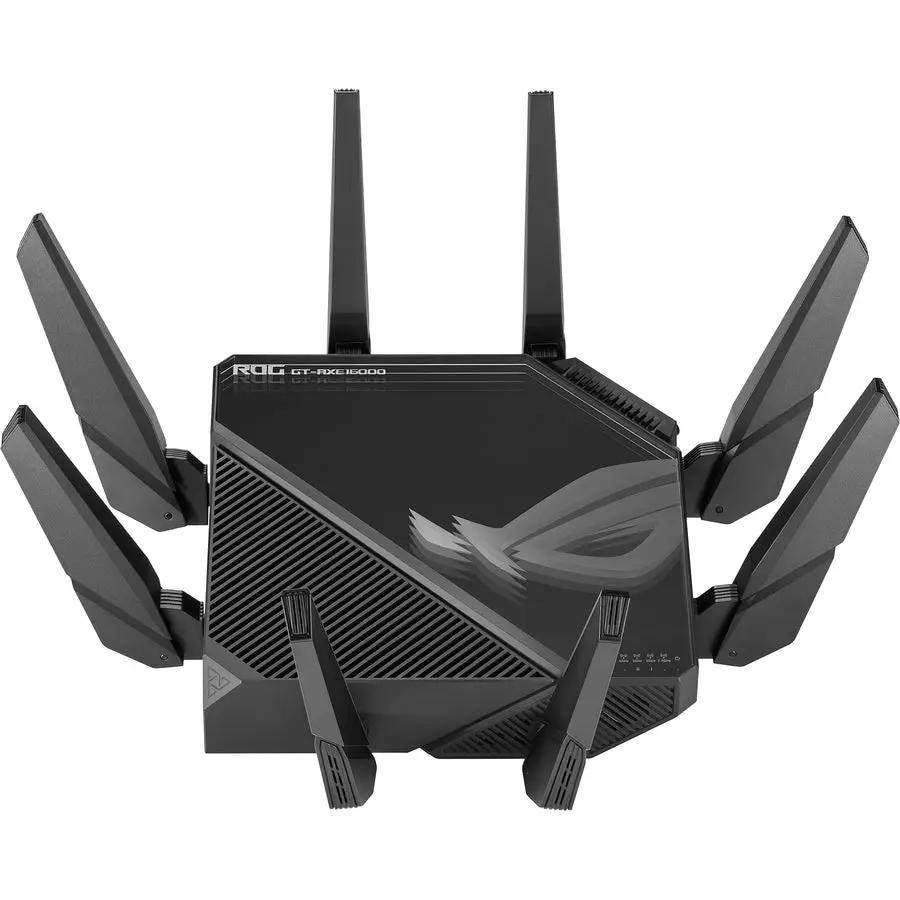 ASUS ROG GT-AXE16000 router with eight antennas, black finish