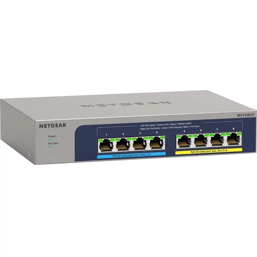 Netgear Plus Ultra60 8-Port PoE switch with gray metal chassis