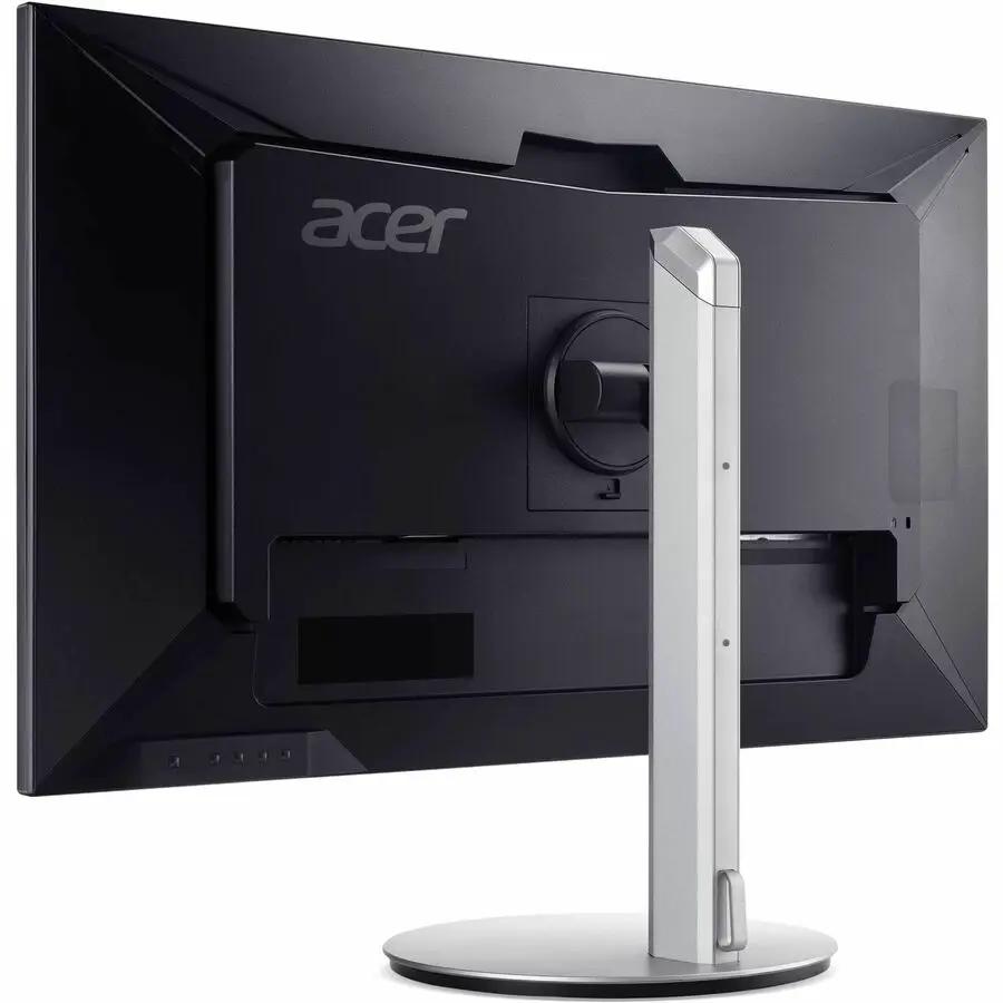 Acer CB322QK 32-inch 4K UHD monitor rear view on a silver stand