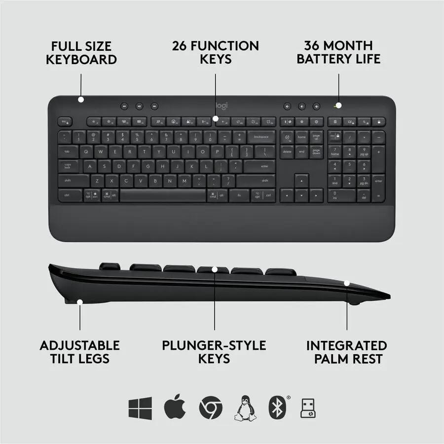 Logitech Signature MK650 Combo for Business, Wireless Mouse and Keyboard, Logi Bolt, Bluetooth, SmartWheel, Globally Certified, Graphite