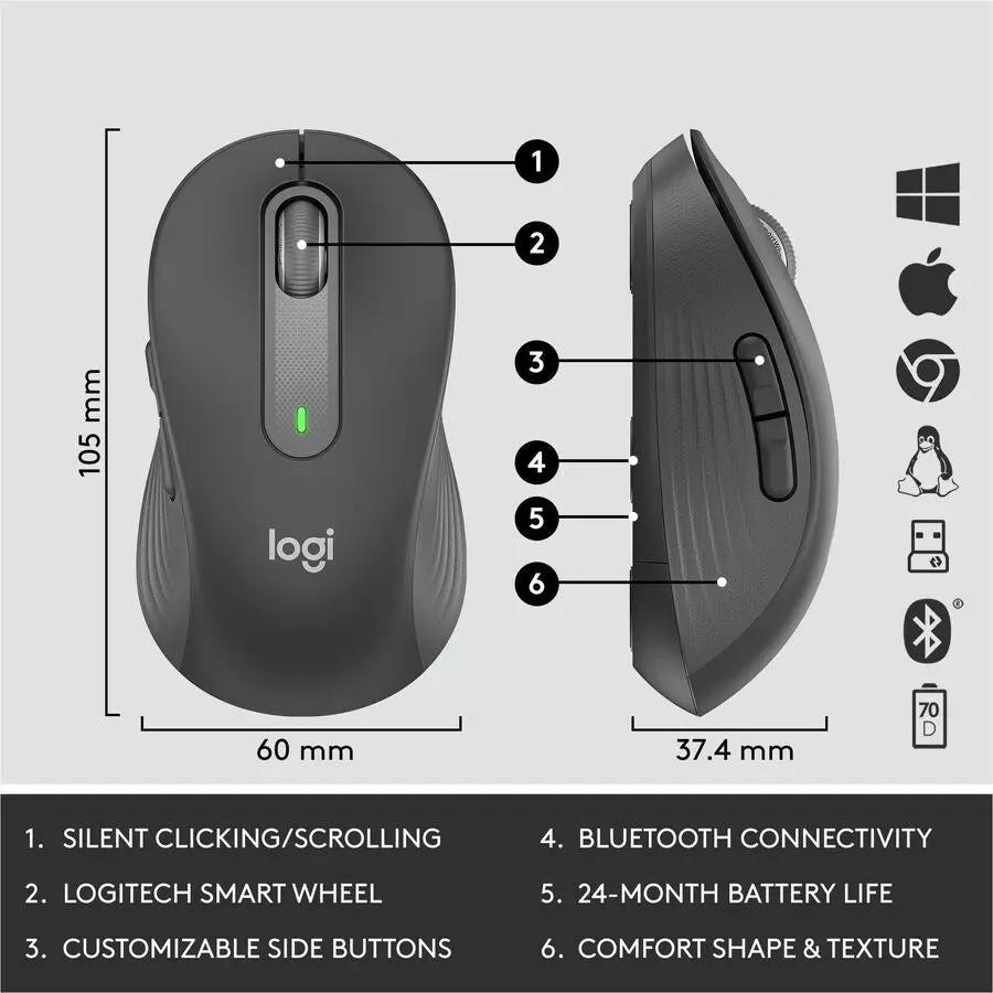 Logitech Signature MK650 Combo for Business, Wireless Mouse and Keyboard, Logi Bolt, Bluetooth, SmartWheel, Globally Certified, Graphite