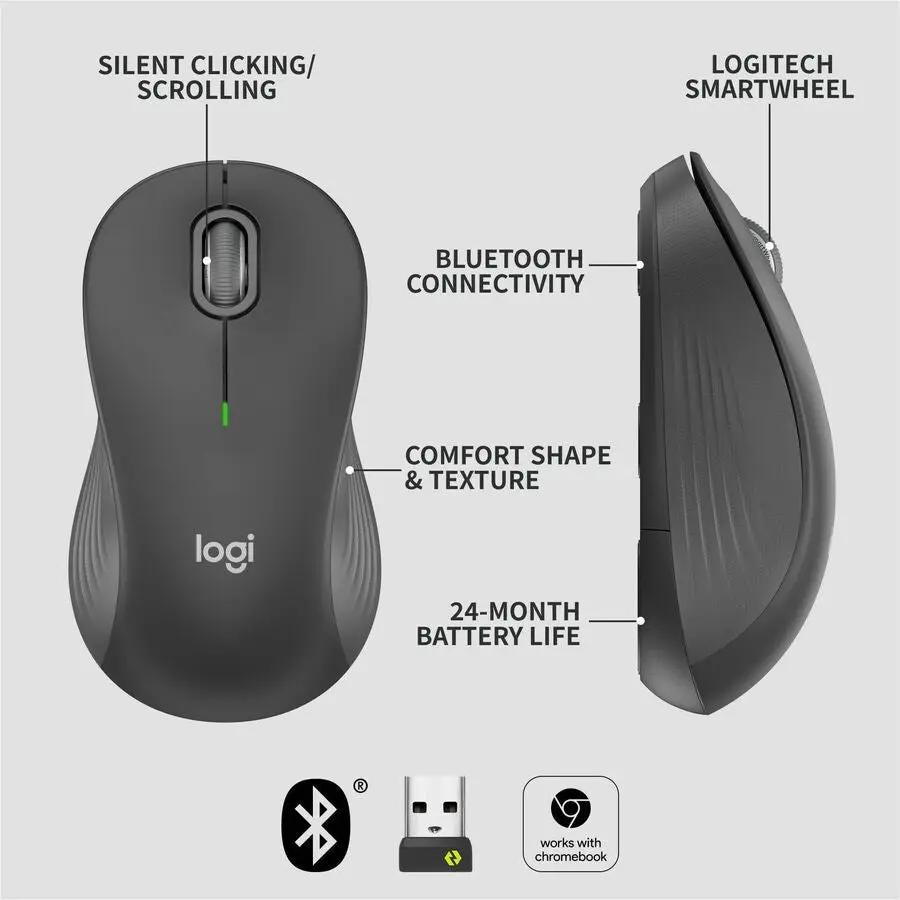 Logitech Signature M550 Wireless Mouse - For Small to Medium Sized Hands, 2-Year Battery, Silent Clicks, Graphite