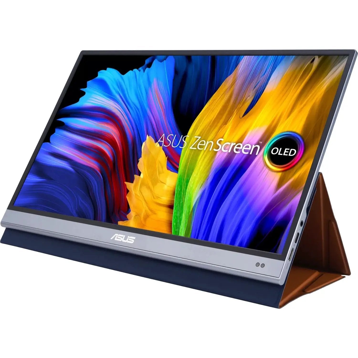 ASUS ZenScreen MQ16AH 16-inch OLED portable monitor on a stand