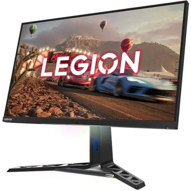 Lenovo Legion Y32p-30 32-inch 4K UHD LED gaming monitor in Raven Black with blue-accented stand