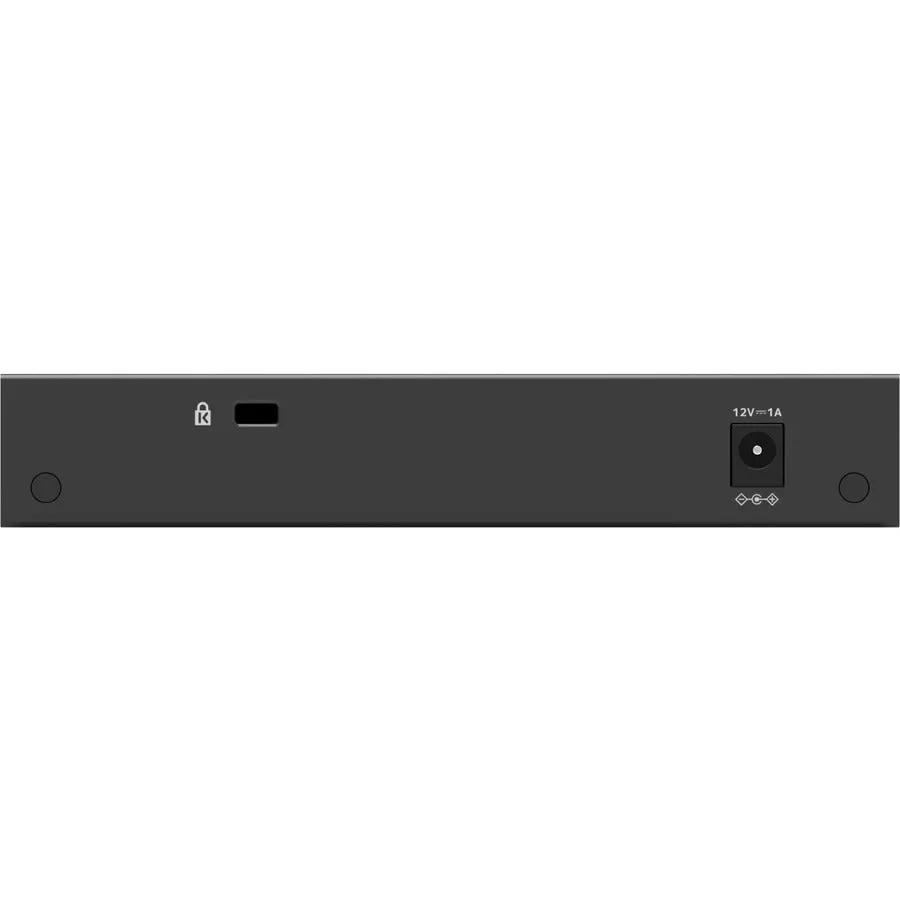 NETGEAR ProSafe MS305 5-Port Multi-Gig Unmanaged Switch, black back-panel with 12V power jack