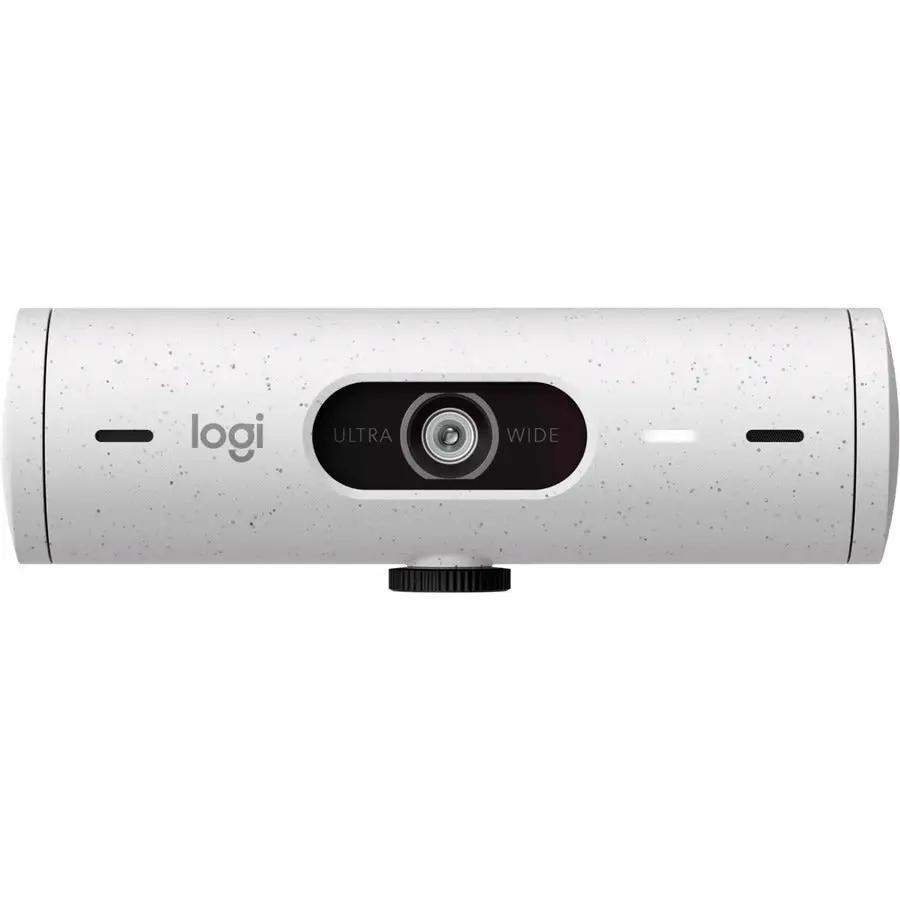 Logi BRIO 505 webcam, off-white speckled finish, ultra-wide.