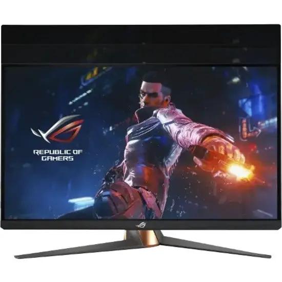 ASUS ROG Swift PG27AQN 27-inch WQHD IPS gaming monitor on a black body with copper-accent V-shaped stand.