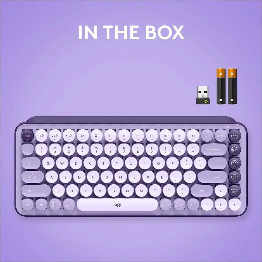 Logitech POP Keys Mechanical Wireless Keyboard with Customizable Emoji Keys, Compact Design, Bluetooth, Cosmos