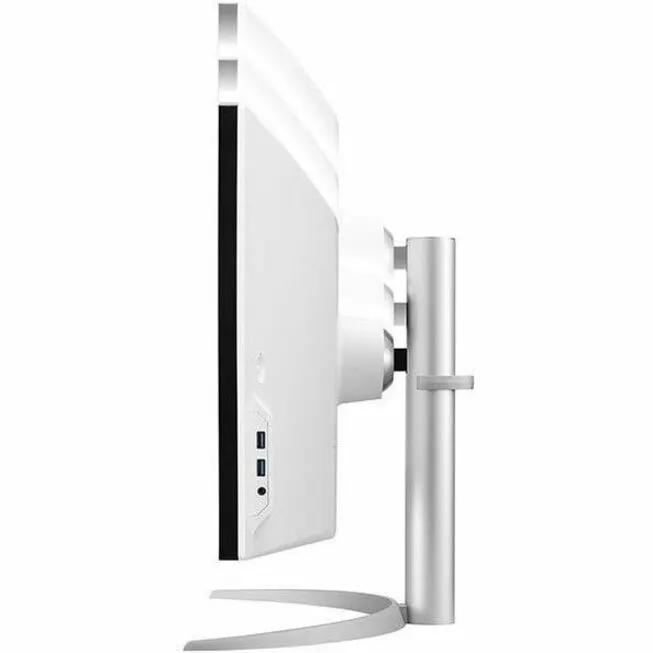 LG Electronics 49BQ95C-W 49-inch monitor side profile with white chassis and silver stand
