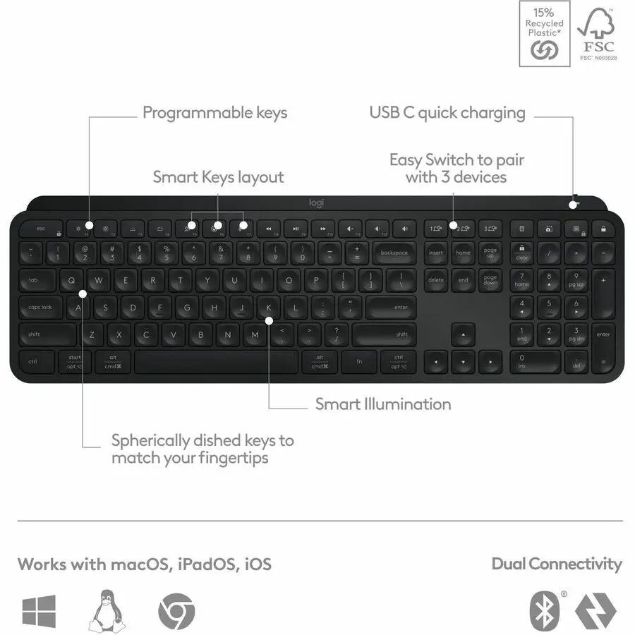 Logitech Master Series MX Keys S Advanced Wireless Illuminated Keyboard