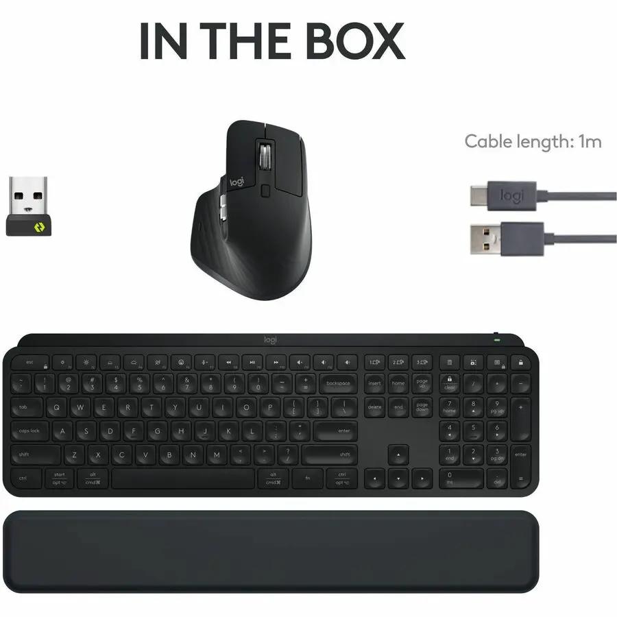 Logitech MX Keys S Combo - Performance Wireless Keyboard and Mouse with Palm Rest, Bluetooth - Black