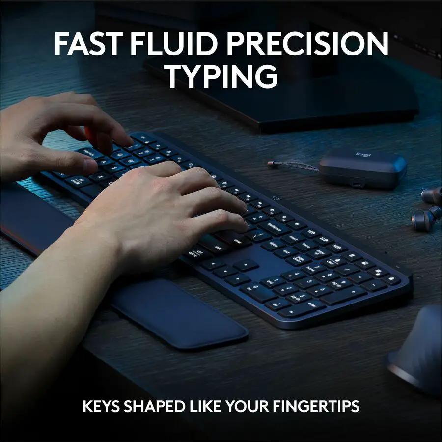 Logitech MX Keys S Combo - Performance Wireless Keyboard and Mouse with Palm Rest, Bluetooth - Black