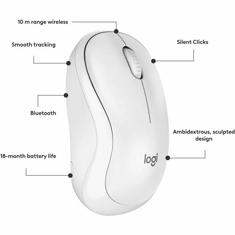 Logitech M240 Silent Bluetooth Mouse, Wireless, Compact, Portable, Smooth Tracking, Off-white
