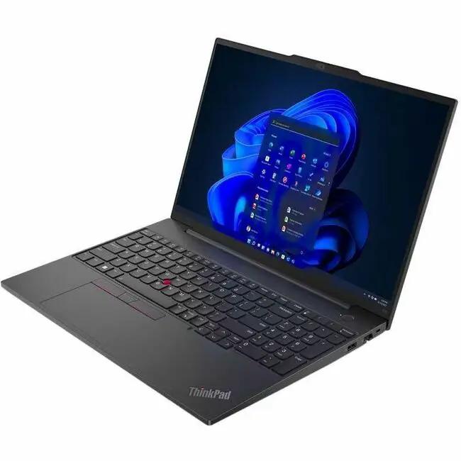 Lenovo ThinkPad E16 Gen 1 Laptop on white surface; graphite black