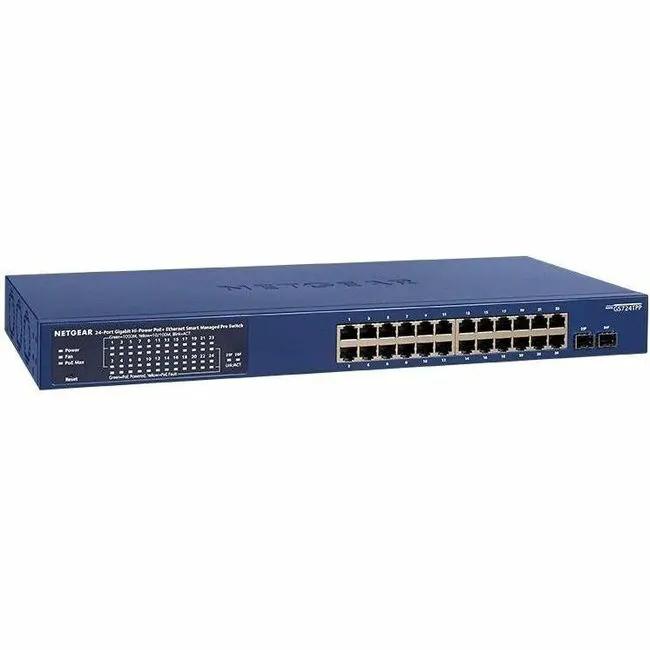 NETGEAR GS724TPP 24-Port Gigabit PoE+ Smart Switch, blue chassis with 24 RJ-45 ports