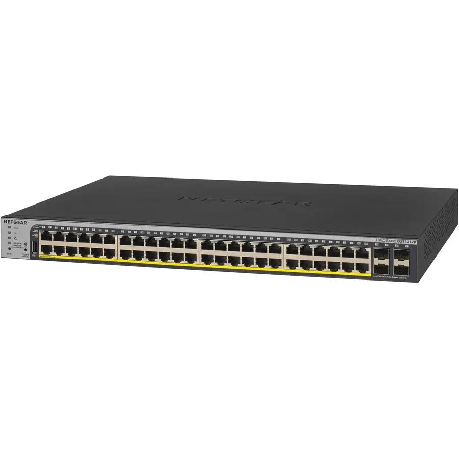 NETGEAR ProSAFE GS752TP 52-port Gigabit PoE+ managed switch in black with SFP