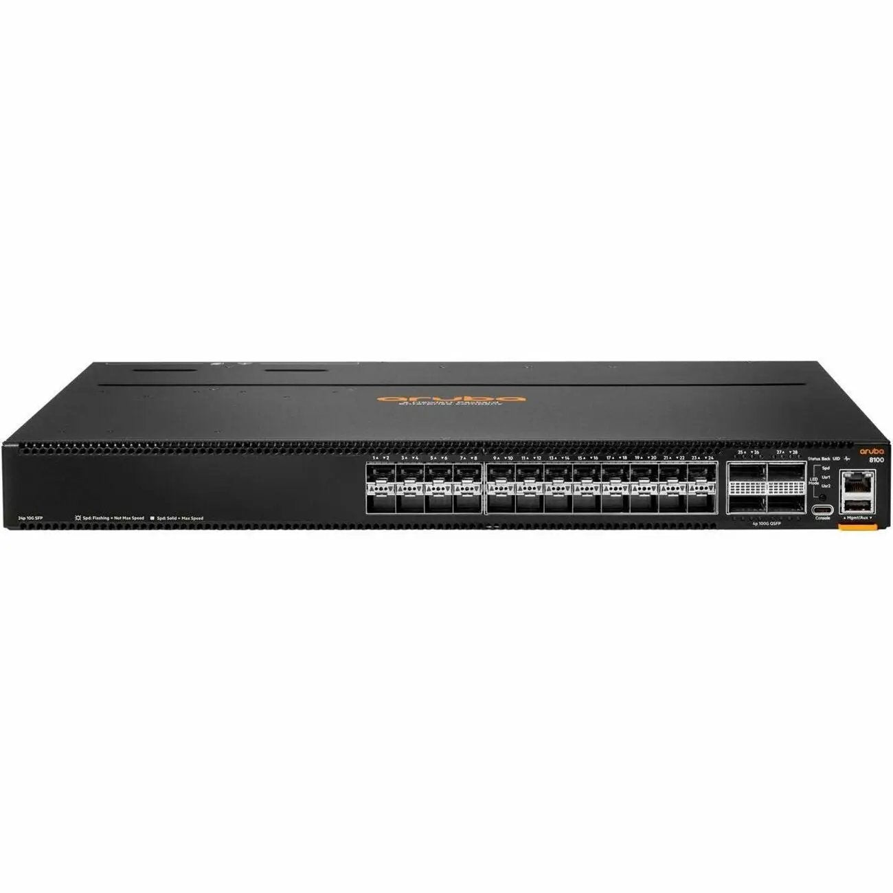 Aruba 8100 24-Port SFP+ QSFP28 L3 Managed Switch, black metal chassis