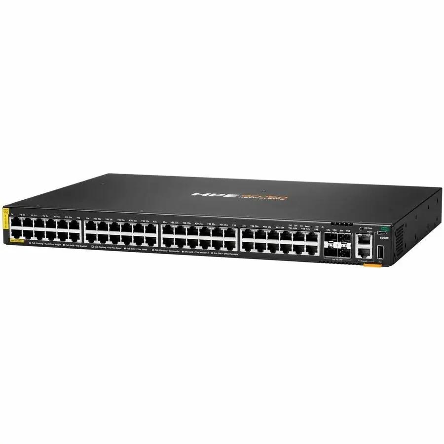Aruba CX 6200F 48-Port Gigabit PoE+ SFP switch, black, rack-mountable