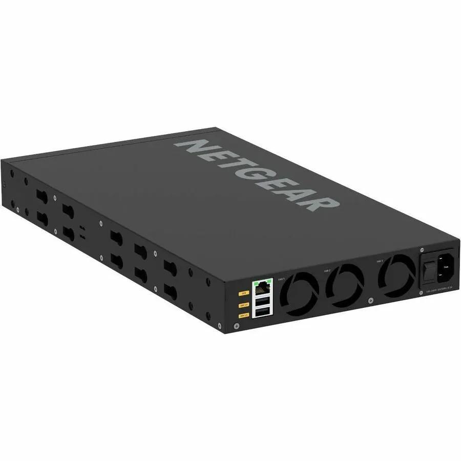 NETGEAR AV M4350 24-Port Managed Switch, black metal chassis with front port panel.