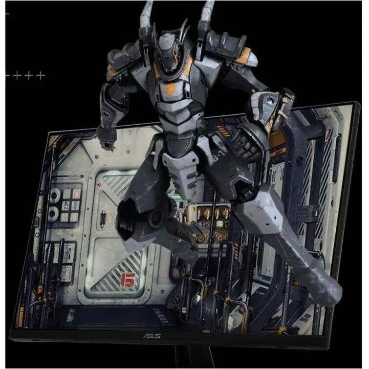 ASUS TUF VG27AQ3A 27-inch WQHD IPS gaming monitor with a sci-fi mech figure bursting from the screen