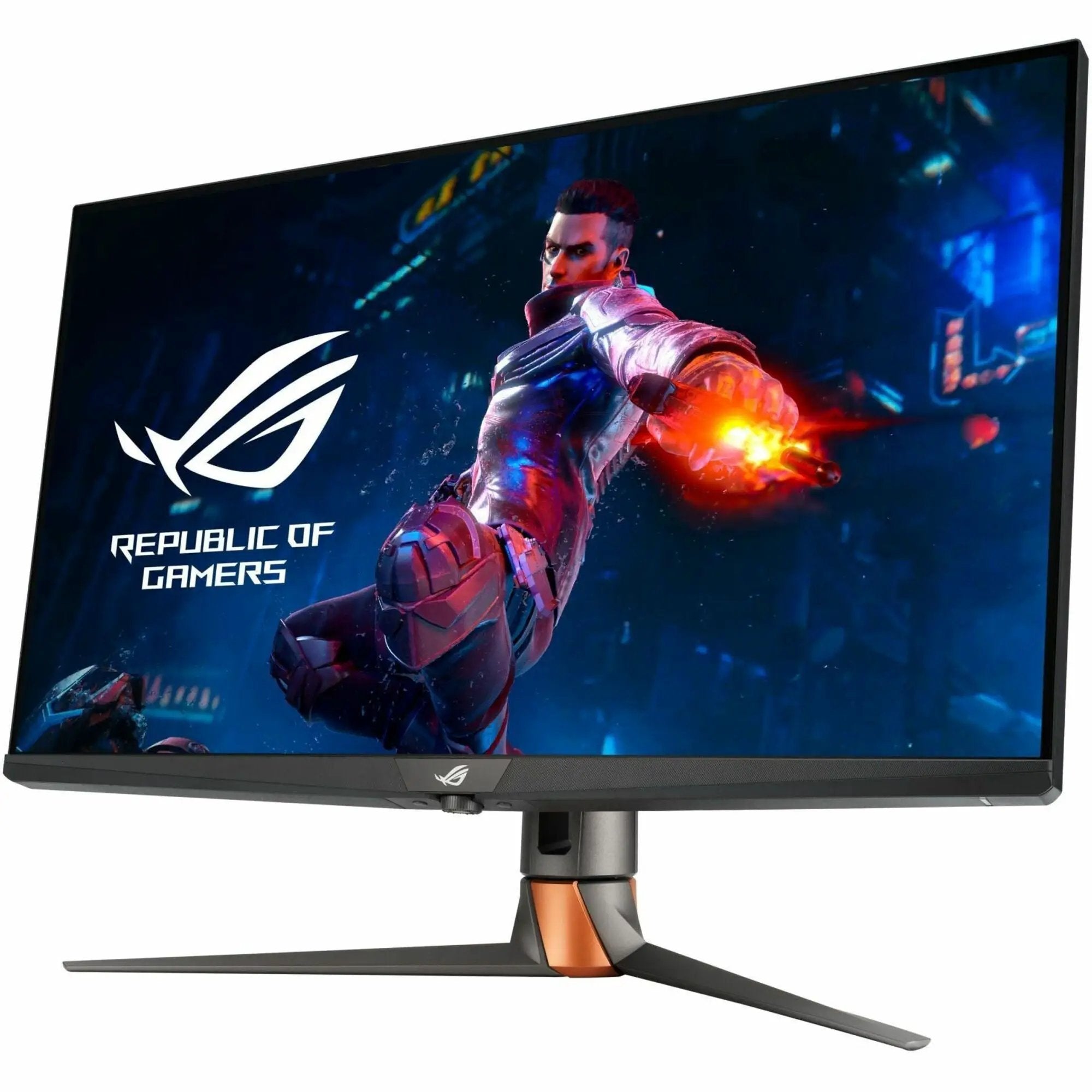 ASUS ROG Swift PG32UQXR 32-inch 4K UHD LED gaming monitor with black bezel and orange-accent stand
