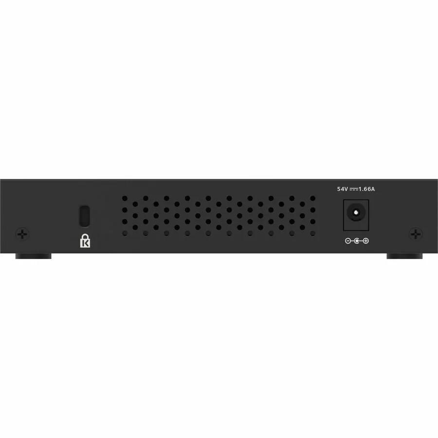 NETGEAR Essentials 5PT 5-Port Gigabit PoE+ Switch, unmanaged, black rear view