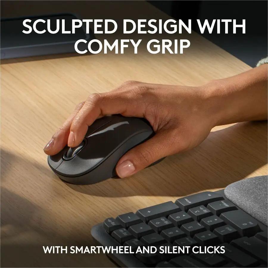 Logitech Wave Keys MK670 Combo, Wireless Ergonomic Keyboard with Signature M550 L Wireless Mouse, Graphite