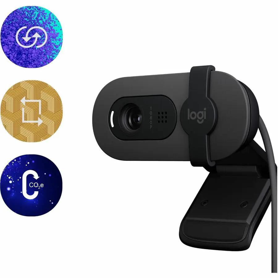 Logitech BRIO 100 webcam, graphite color, USB Type-A