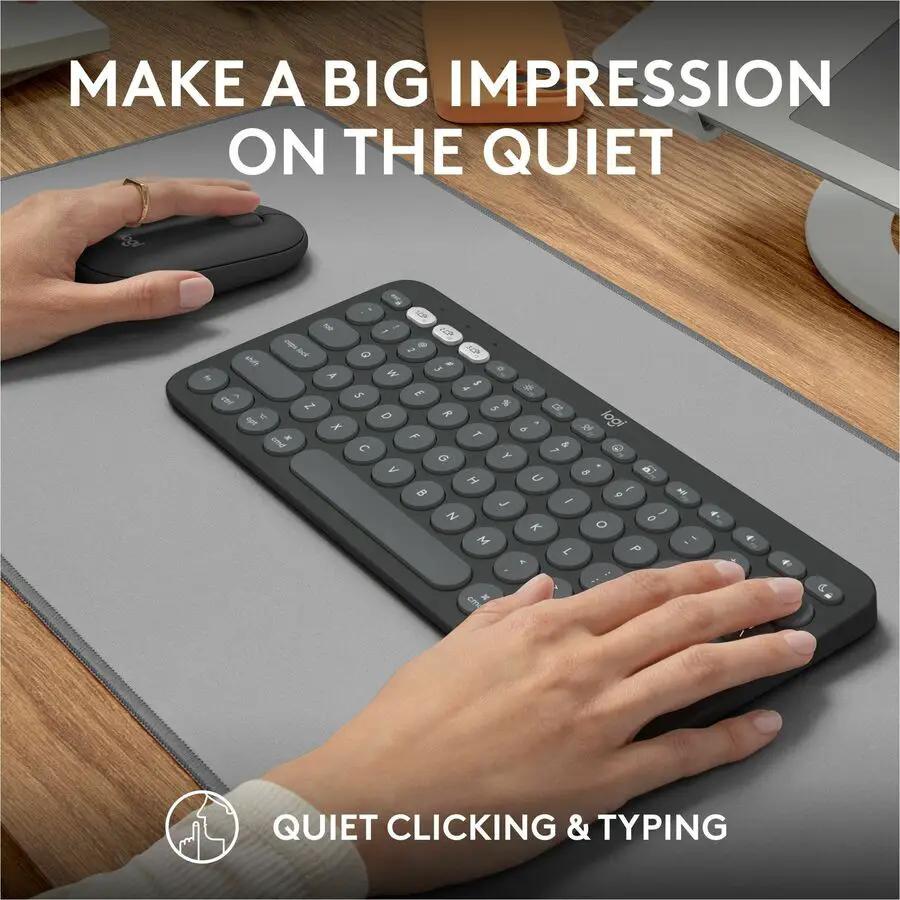 Logitech Pebble 2 Combo for Mac, Wireless Keyboard and Mouse, Slim, Quiet and Portable, Customizable, Tonal Graphite