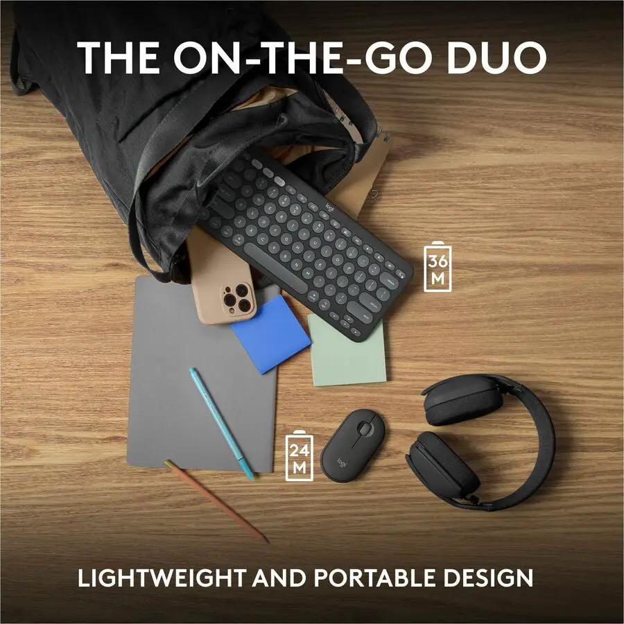 Logitech Pebble 2 Combo for Mac, Wireless Keyboard and Mouse, Slim, Quiet and Portable, Customizable, Tonal Graphite