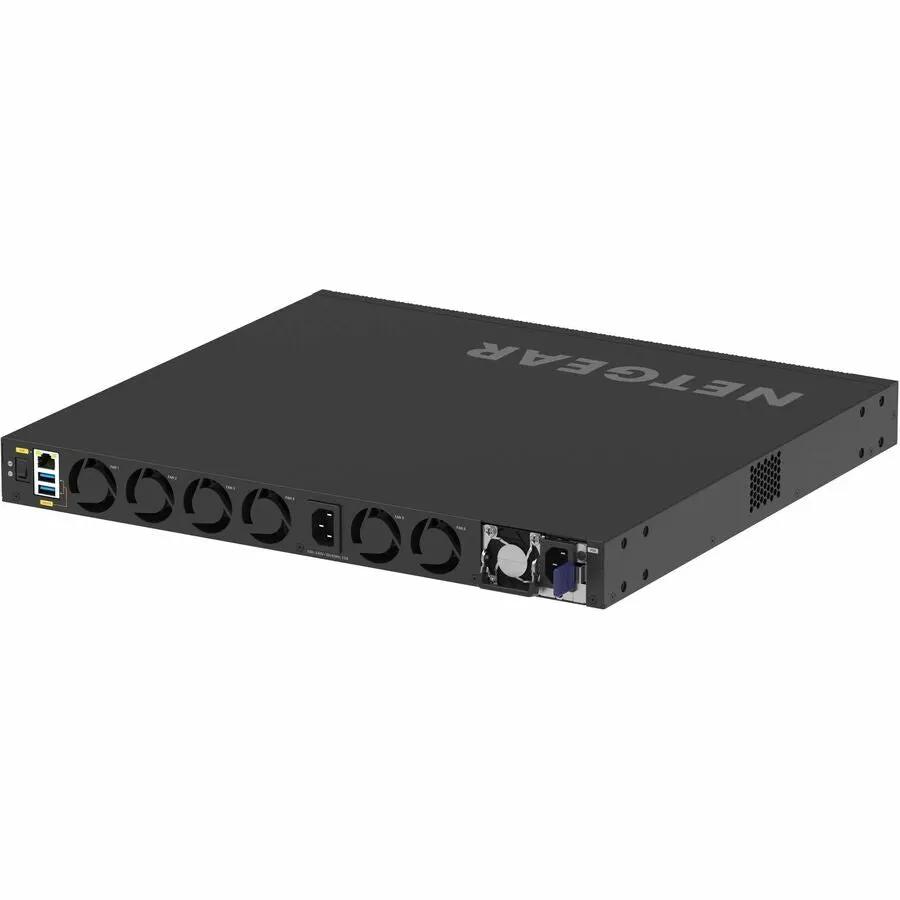 NETGEAR M4350 40-port managed PoE modular switch, black metal 1U rack-mount unit.