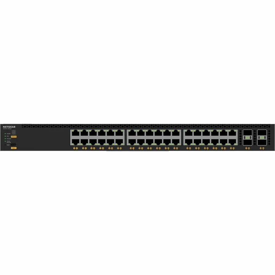 Netgear M4350 rack-mount switch with black front panel and multiple ports