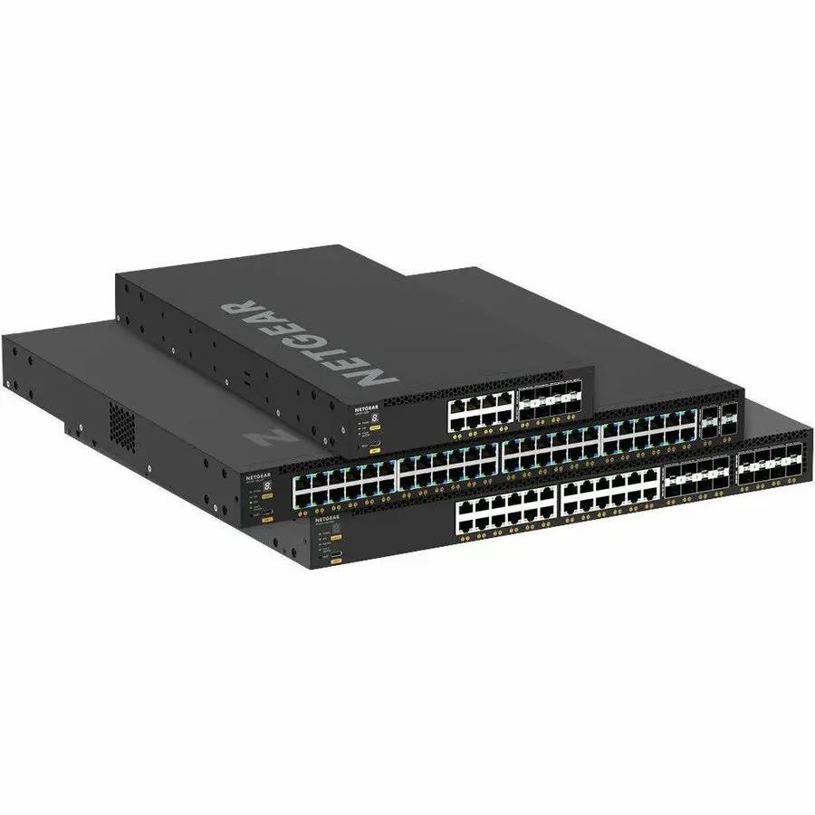 NETGEAR M4350 36-Port 10GbE PoE Managed Switch, two units stacked.