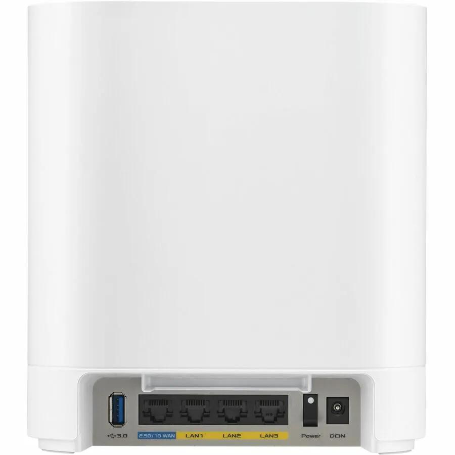 ASUS ExpertWiFi EBM68 AX7800 WiFi 6 router, white back panel with 2.5G WAN, LAN ports, USB 3.0.