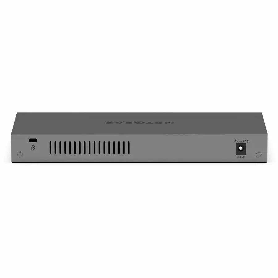 NETGEAR ProSafe GS108MX 8-port gigabit unmanaged switch in gray metal enclosure