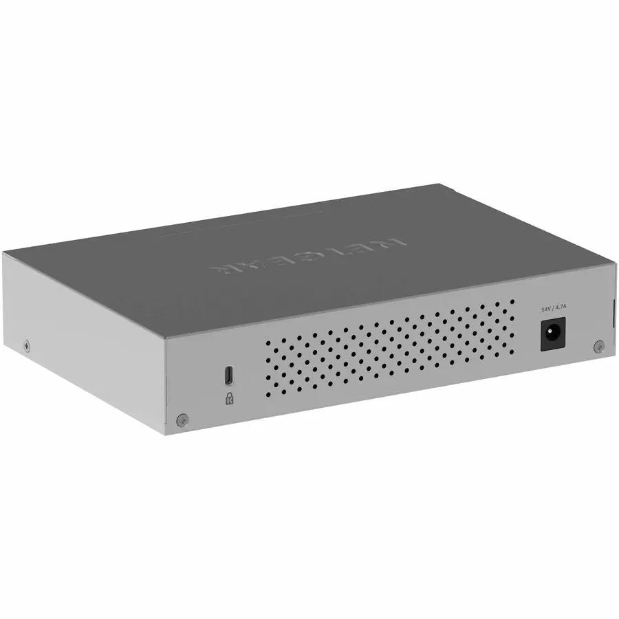 SmartSwitch 8PT 8-Port PoE switch by NETGEAR in gray metal chassis