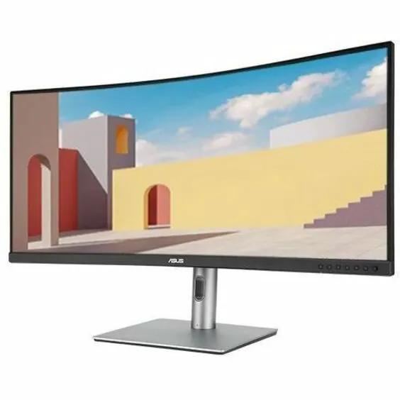 ASUS ProArt PA34VCNV 34-inch UW-QHD curved monitor on silver stand