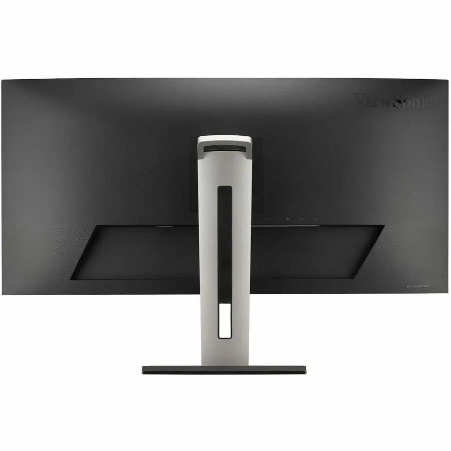 ViewSonic VG3456A 34-inch UW-QHD curved monitor, rear view on a silver stand