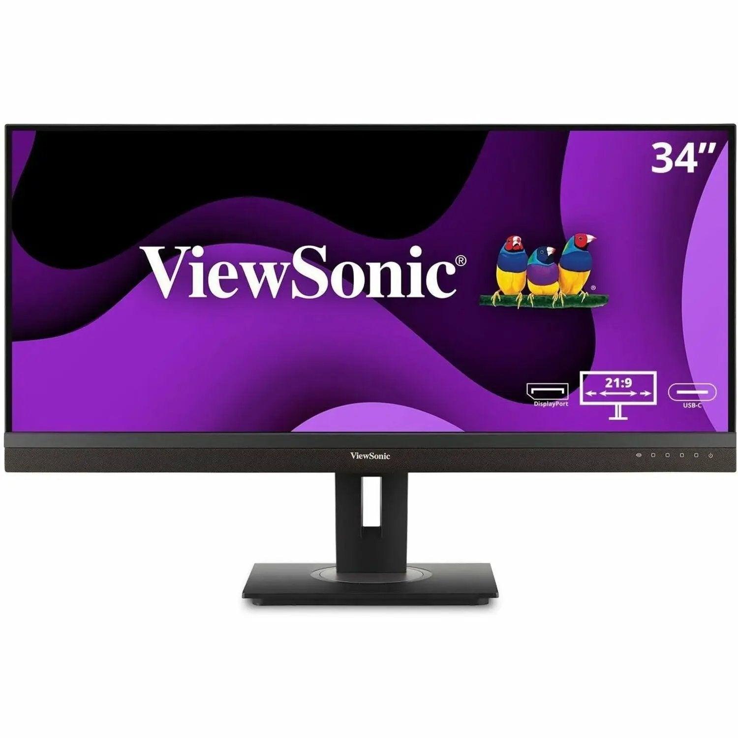 ViewSonic VG3456A 34-inch UW-QHD curved monitor on stand, black