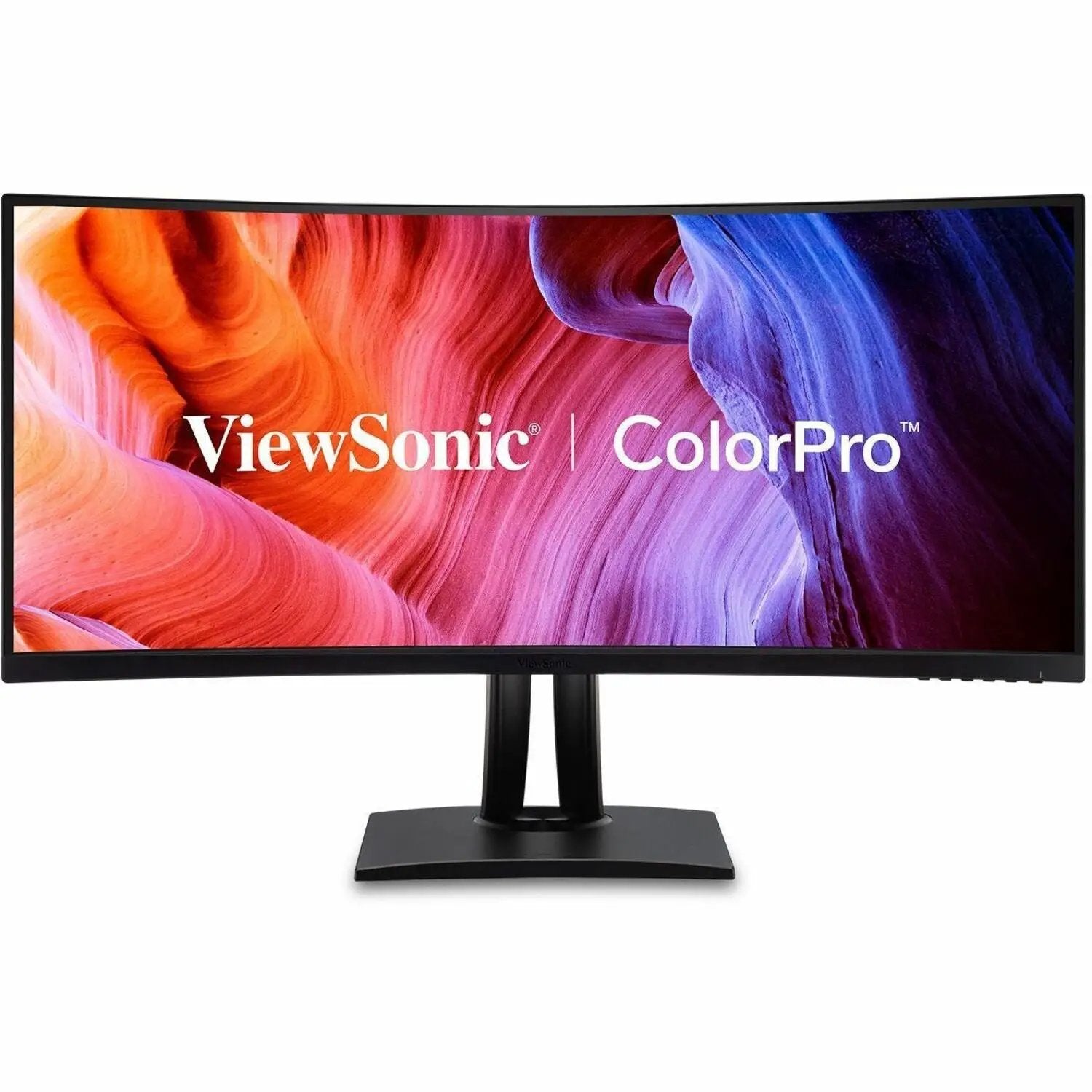 ViewSonic ColorPro VP3456A 34-inch curved IPS monitor on stand